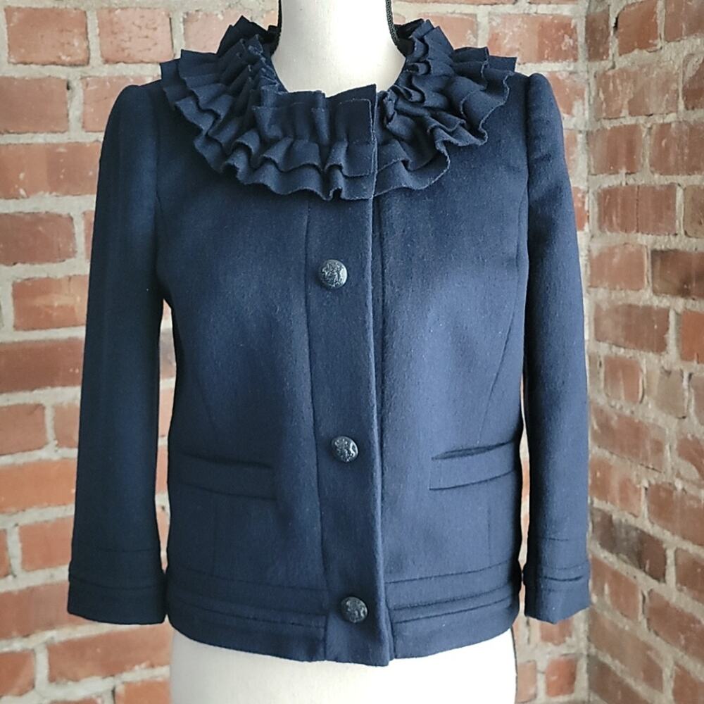 Juicy Couture Regal Love Story Jacket Blazer Navy Wool Blend Womens S